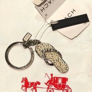 NWT Vintage Coach Legacy Pave flip-flop charm keychain with Swarovski crystals.